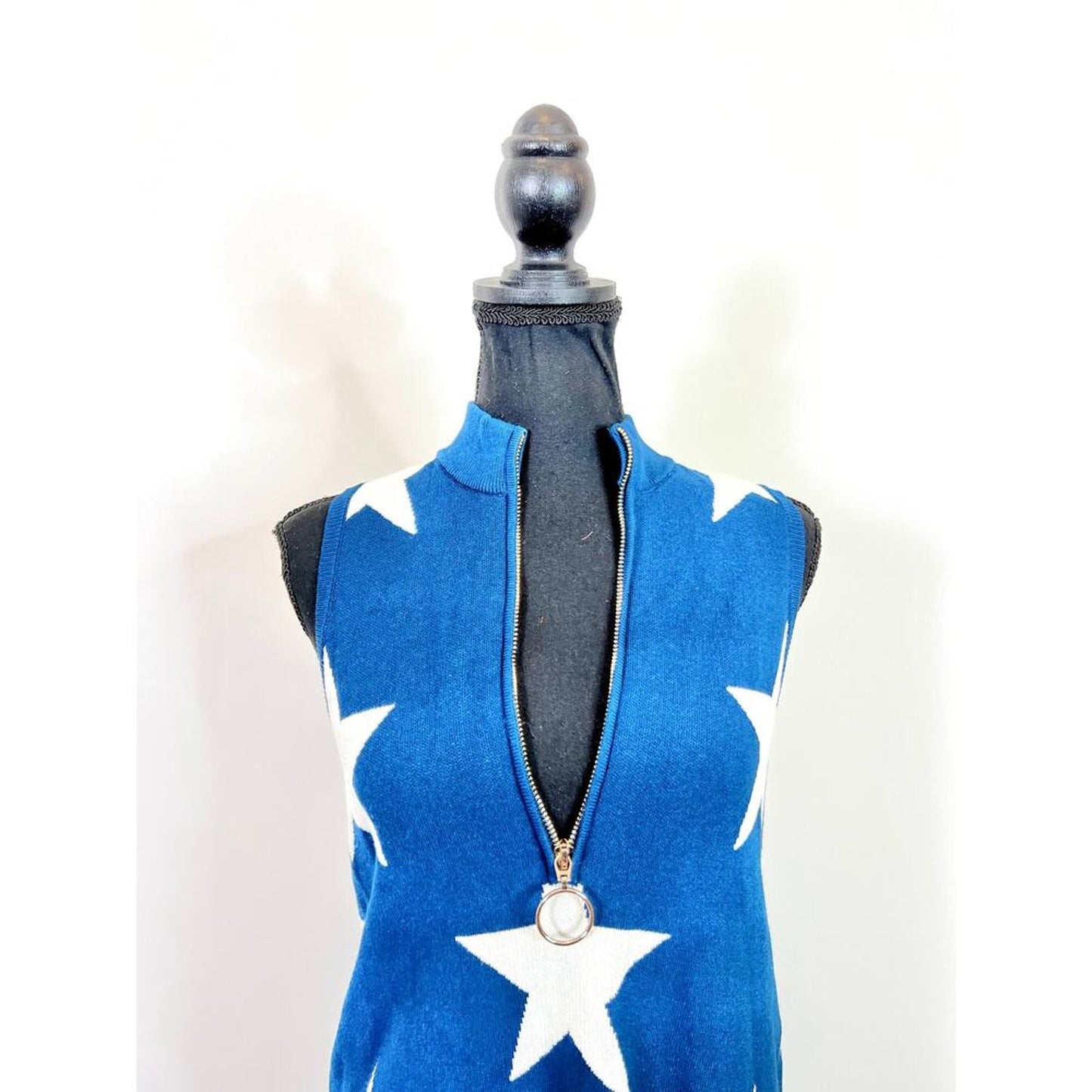 Show Me Your Mumu Zoe Zip Navy Stars Knit Mini‎ Dress XS