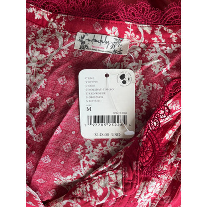 NEW NWT Free People Intimately After Hours Bodysuit Blouse Red Size Medium