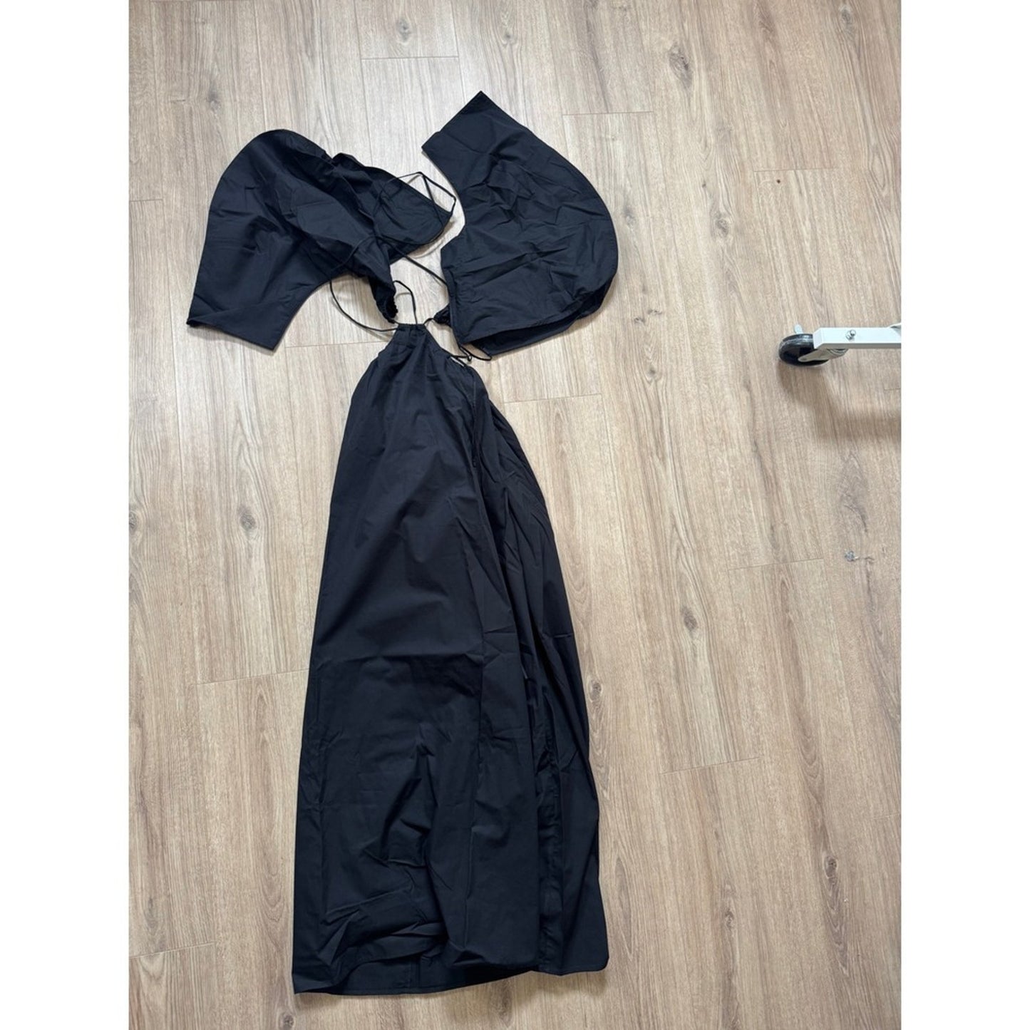 Mara Hoffman Black Organic Cotton Cutout Maxi Dress Puff Sleeve Halter New