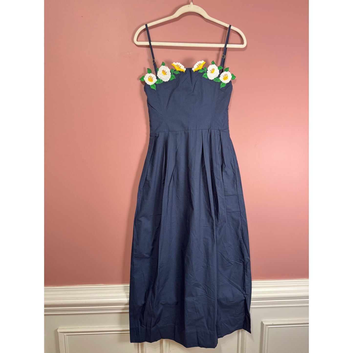 Fanm Mon Lorr Cotton Midi Dress in Navy Blue Size XS
