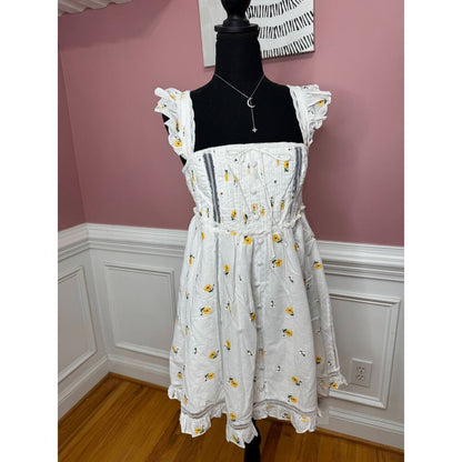 For Love & Lemons Leanne Mini‎ Slip Dress in White Size XL Floral Embroidered