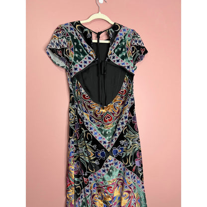 Free People Iris Maxi Dress in Multi Size Small Floral Short Sleeve Side Slit