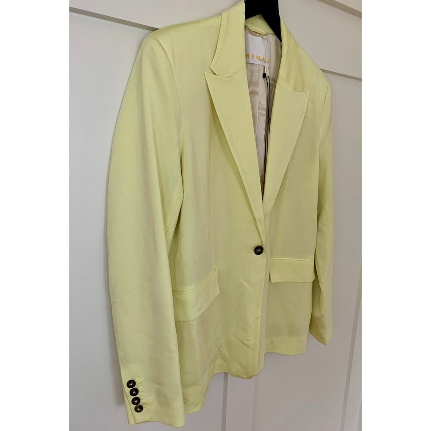 Remain Birger Christensen Balgin Blazer Wax Yellow Size 38 Single Button Pockets