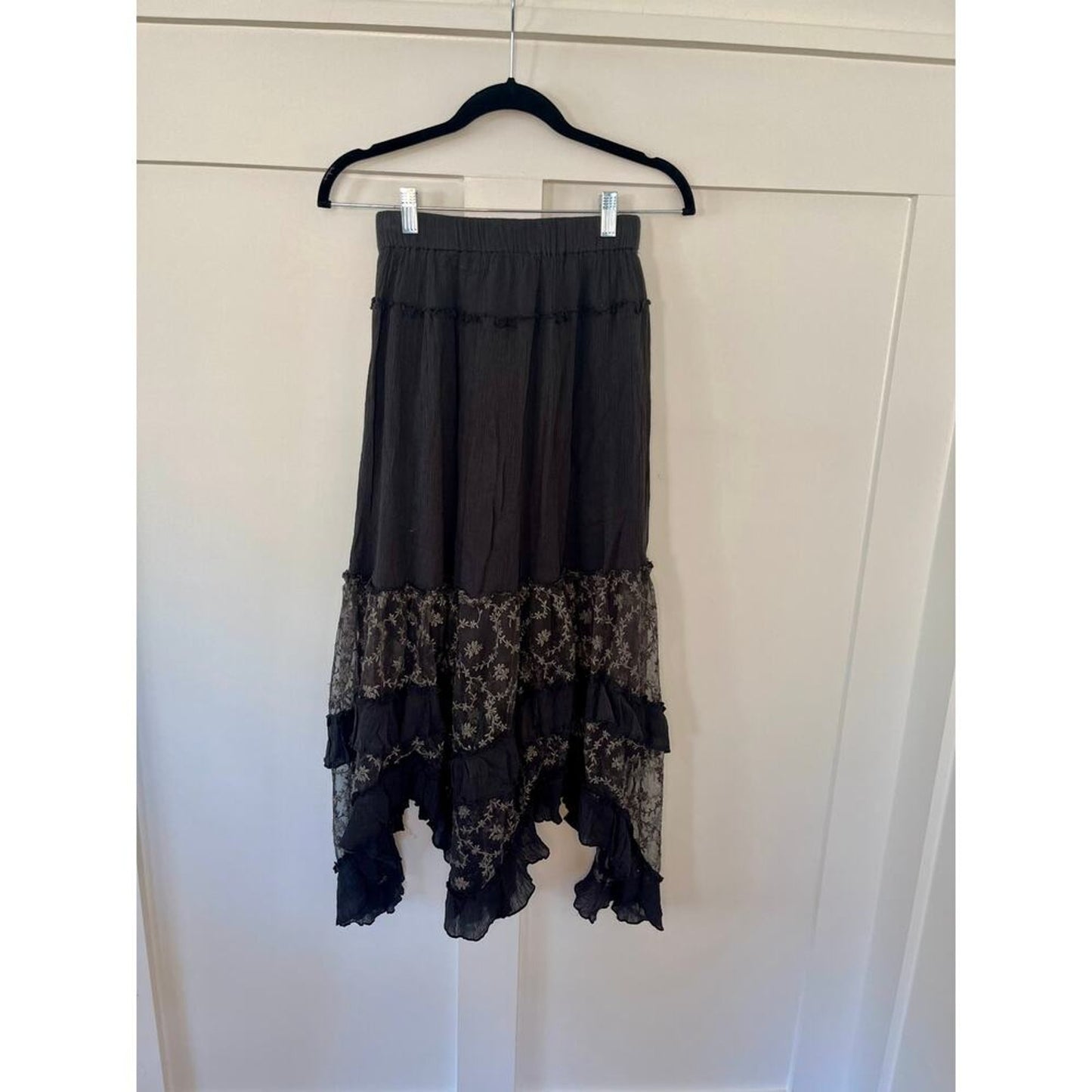 Free‎ People Ashlyn Maxi Layered Skirt Black Size XS