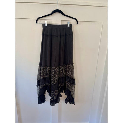 Free‎ People Ashlyn Maxi Layered Skirt Black Size XS