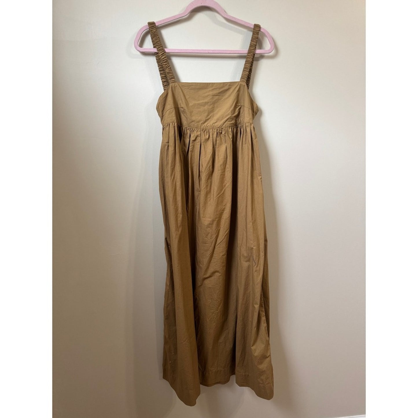 Mikoh Women Brown Sleeveless Gathered Empire Waist Maxi Dress Smocked Straps NEW