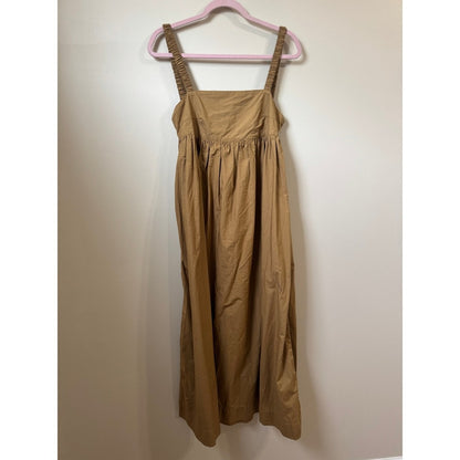 Mikoh Women Brown Sleeveless Gathered Empire Waist Maxi Dress Smocked Straps NEW