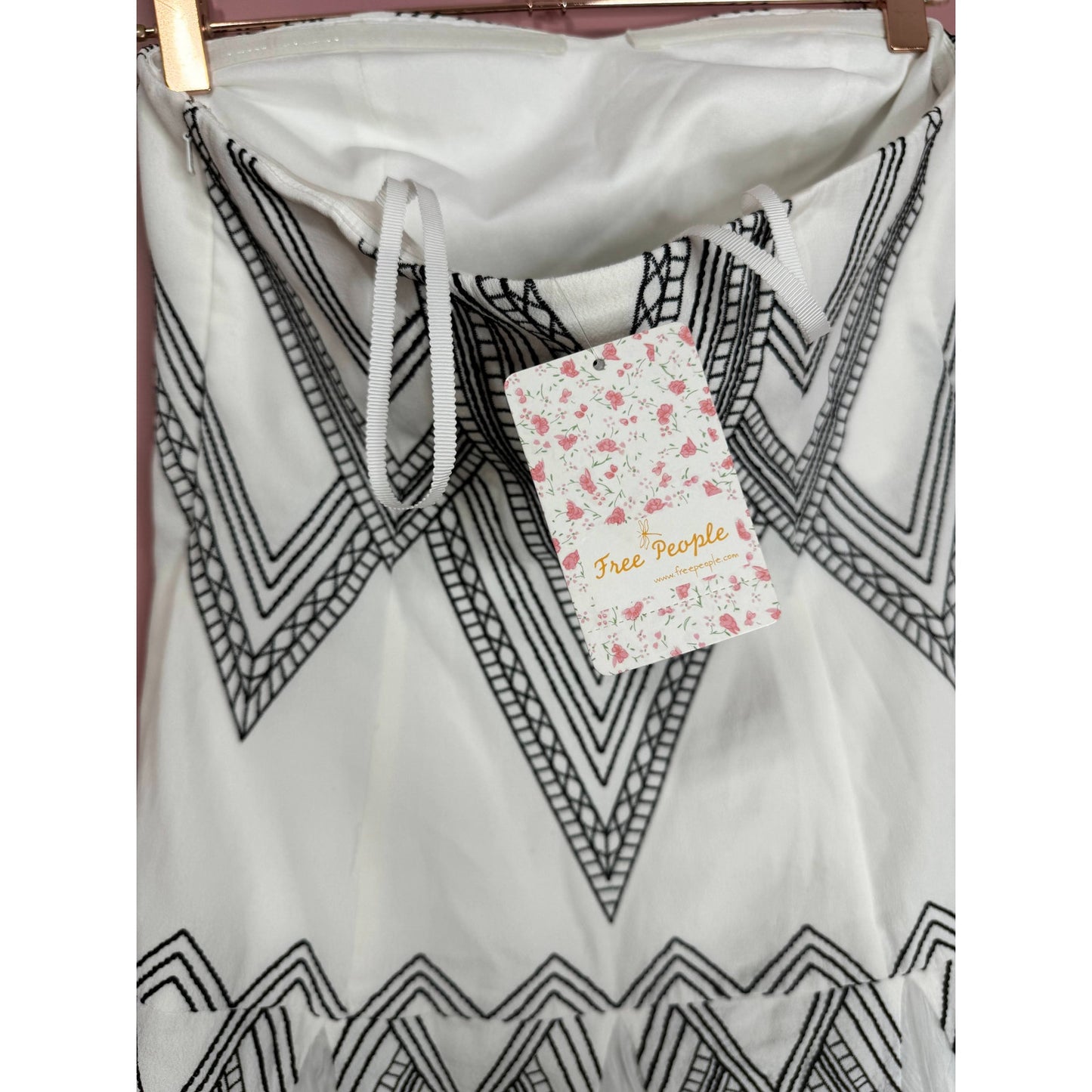Free People Radiating Angles Mini Dress in White Size 2 Embroidered Strapless