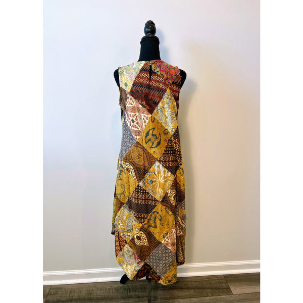 Jaded Gypsy Patchwork Midi Dress in Multicolor Floral One Size A-Line Sleeveless