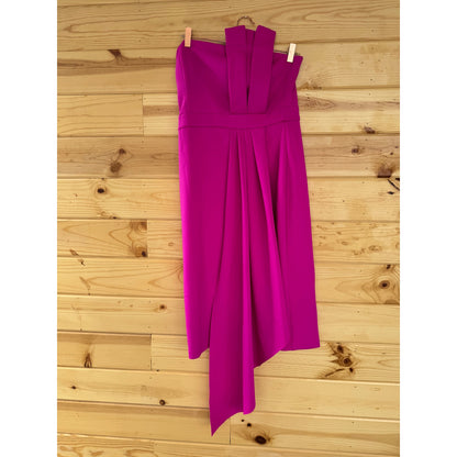 Eliza J Asymmetric Strapless Sheath Dress in Fuchsia Size 8