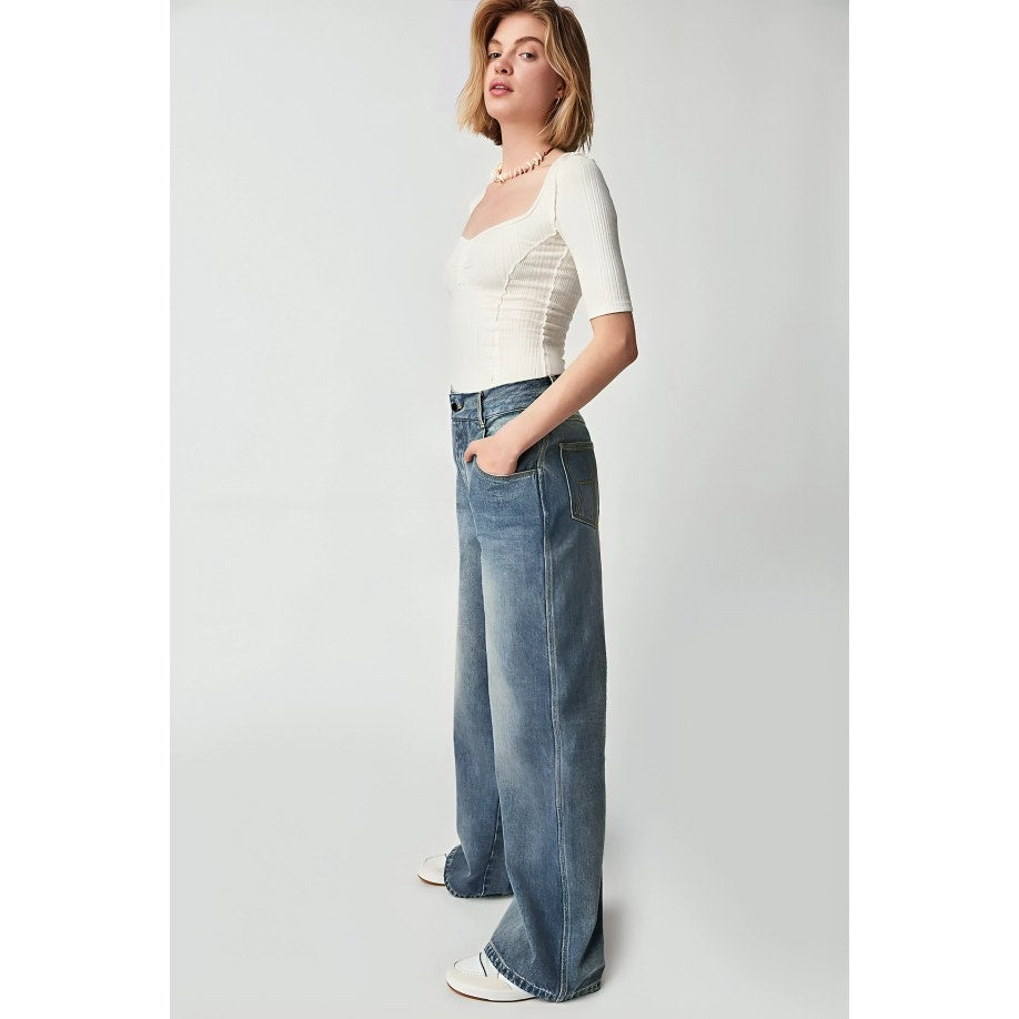 Ronny Kobo Shoshanne Denim Jeans in Blue Size 25 Straight Leg Zip Fly Cotton