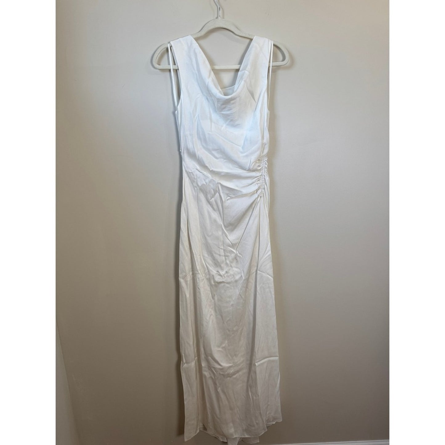 A.L.C. White Cowl Neck Ruched Maxi Dress Sleeveless Gown Bridal Event