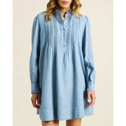 NEW NWT Trovata Birds Of Paradis Eve Chambray Shift Dress Size Large Vintage Indigo