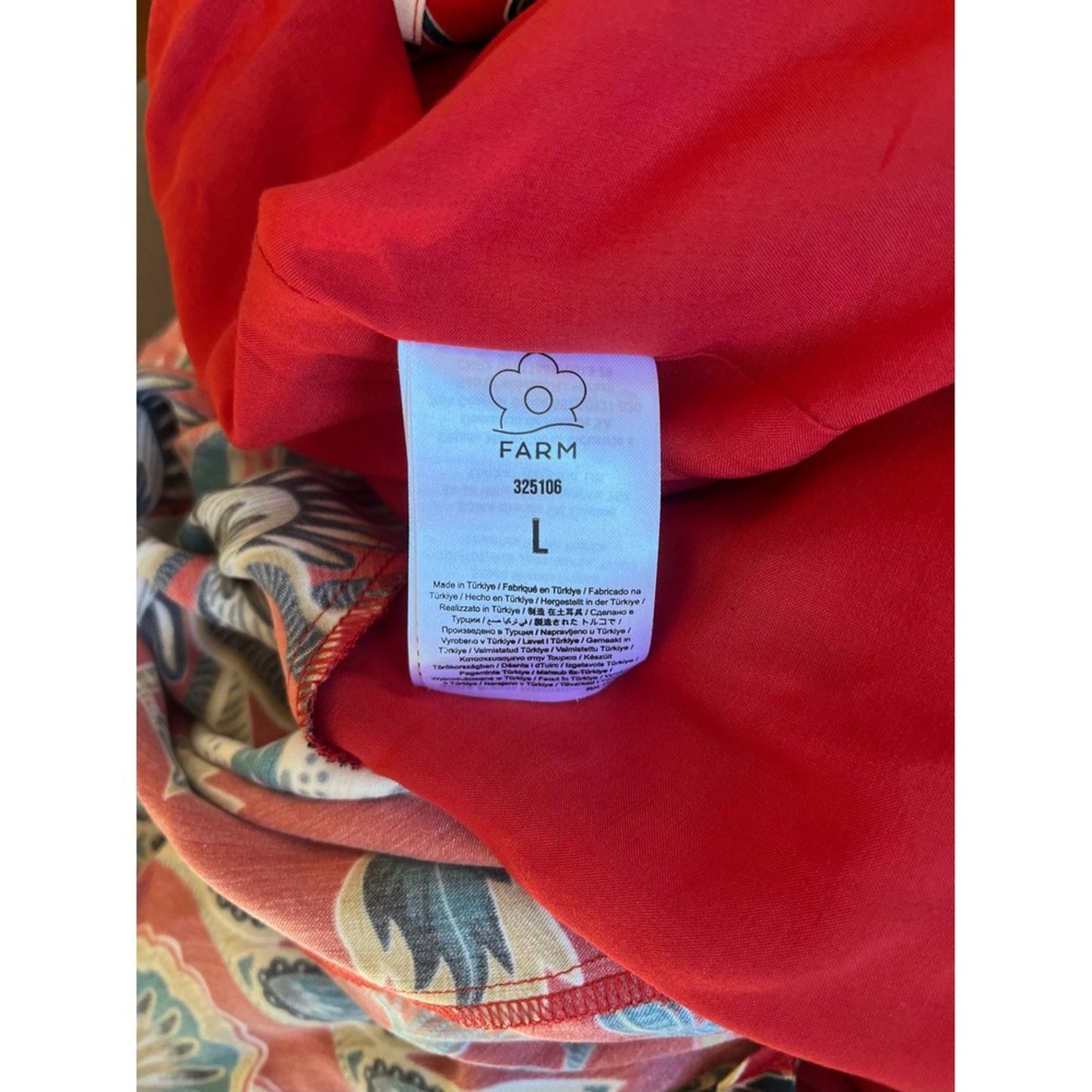FARM Rio Maxi Dress Red Floral Print Long Sleeve Cutout Midi Size L