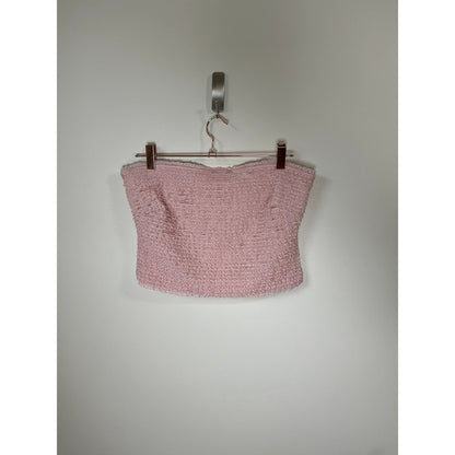 Show Me Your Mumu Nicki Tube Top & Niki Shorts Set Pink Textured L