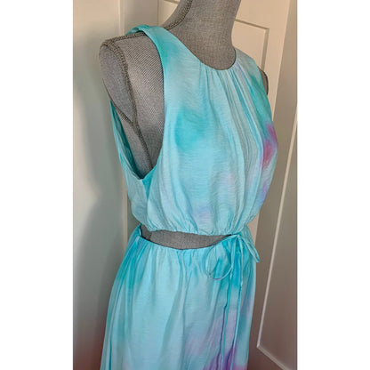 Jonathan Simkhai Alfie Maxi Dress in Sunset Blur Orchid Large Tie Dye Lined