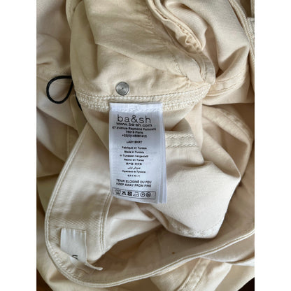 NEW NWT BA&SH Tinna Belted Midi Skirt in White Size 40/Large