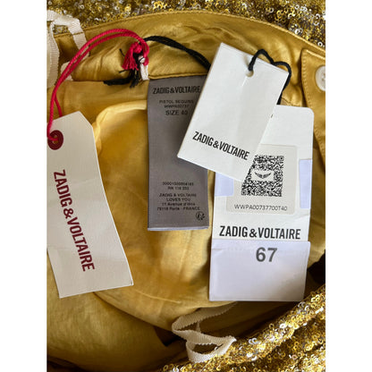 NEW NWT Zadig & Voltaire Pistol Sequins Buttercup Size 40/US Size 10