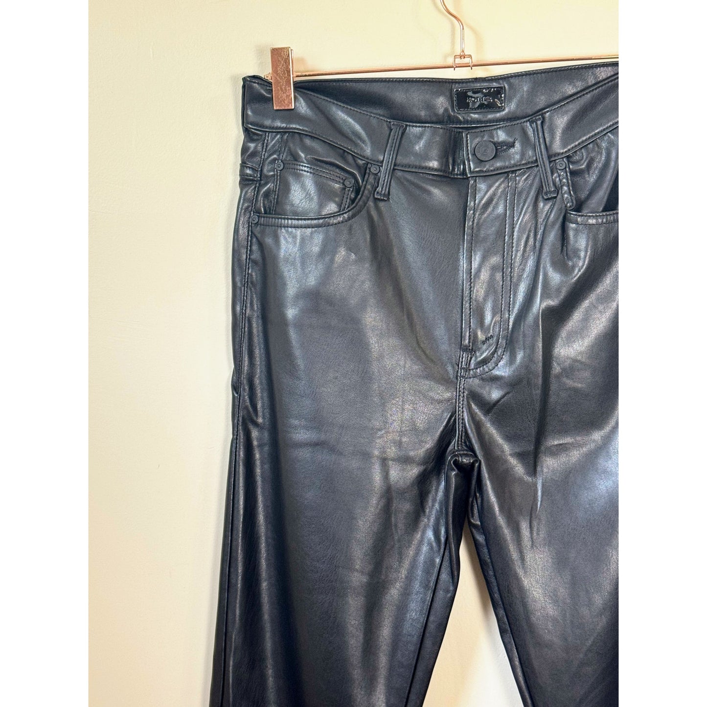NEW NWT MOTHER The Insider Flood Faux Leather Bootcut Pants Size 29