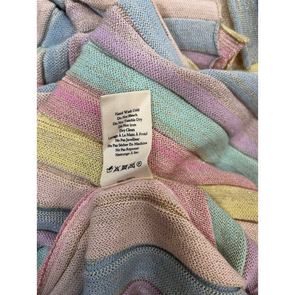 LoveShackFancy Mylene Ribbed Knit Maxi Dress Pastel Sunrise Metallic Size LG
