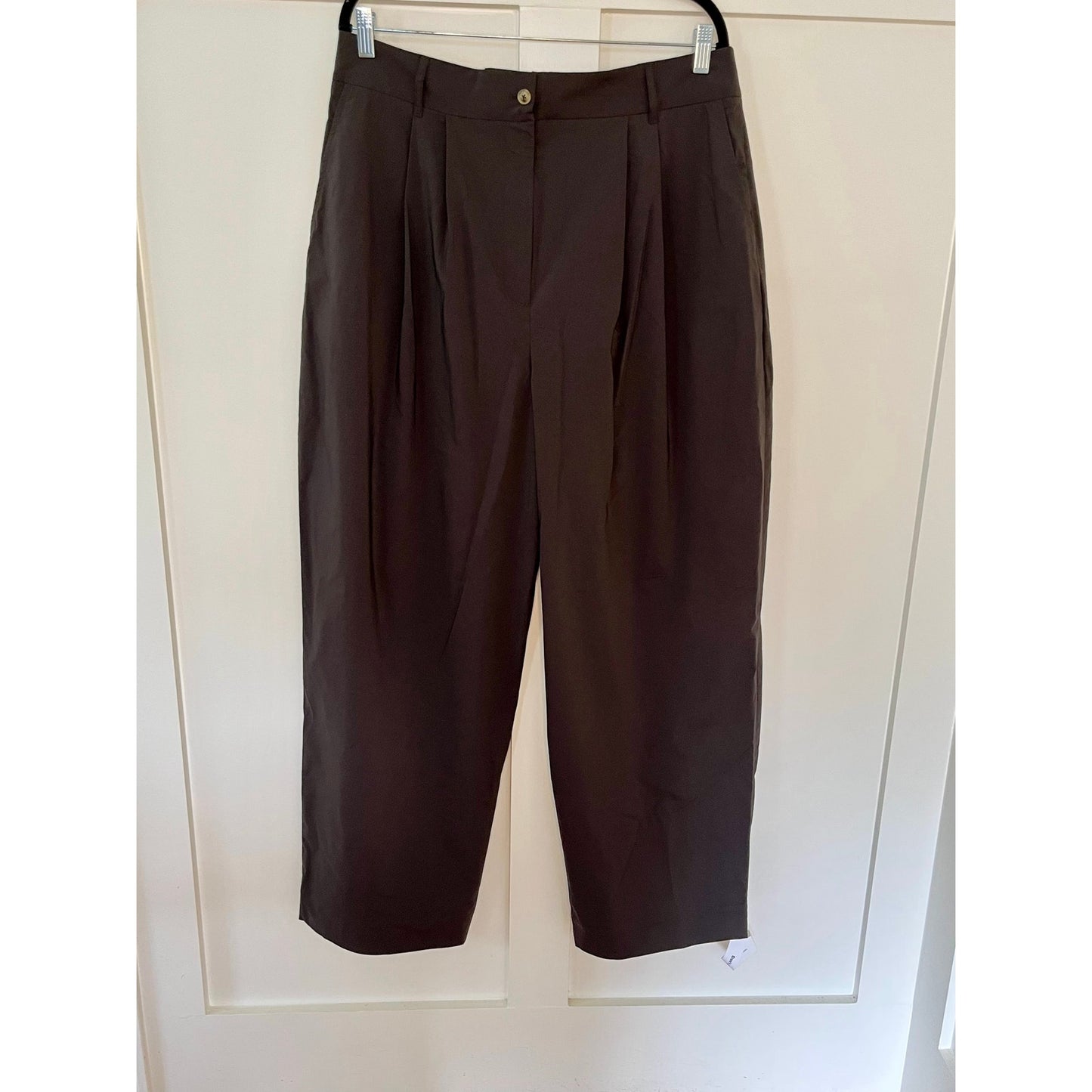 NEW NWT Reformation Danielle Oversized Pleated Trouser Pant Morel Gray Size 10