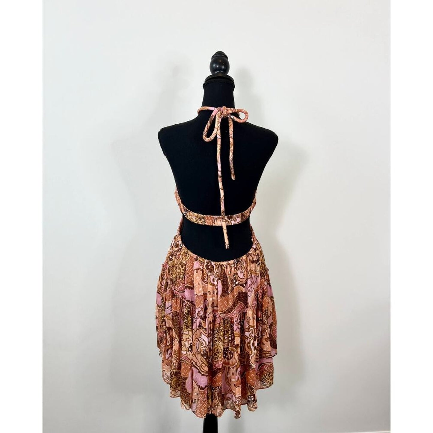 A.L.C. Halter Cut Out Mini Dress in Multicolor Large‎ Printed Sleeveless Ruched