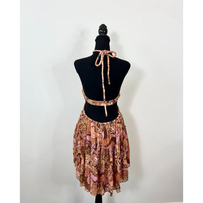 A.L.C. Halter Cut Out Mini Dress in Multicolor Large‎ Printed Sleeveless Ruched
