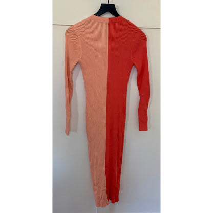 Staud Shoko Sweater Dress in Rosebud Colorblock Large Long Sleeve Ribbed Knit