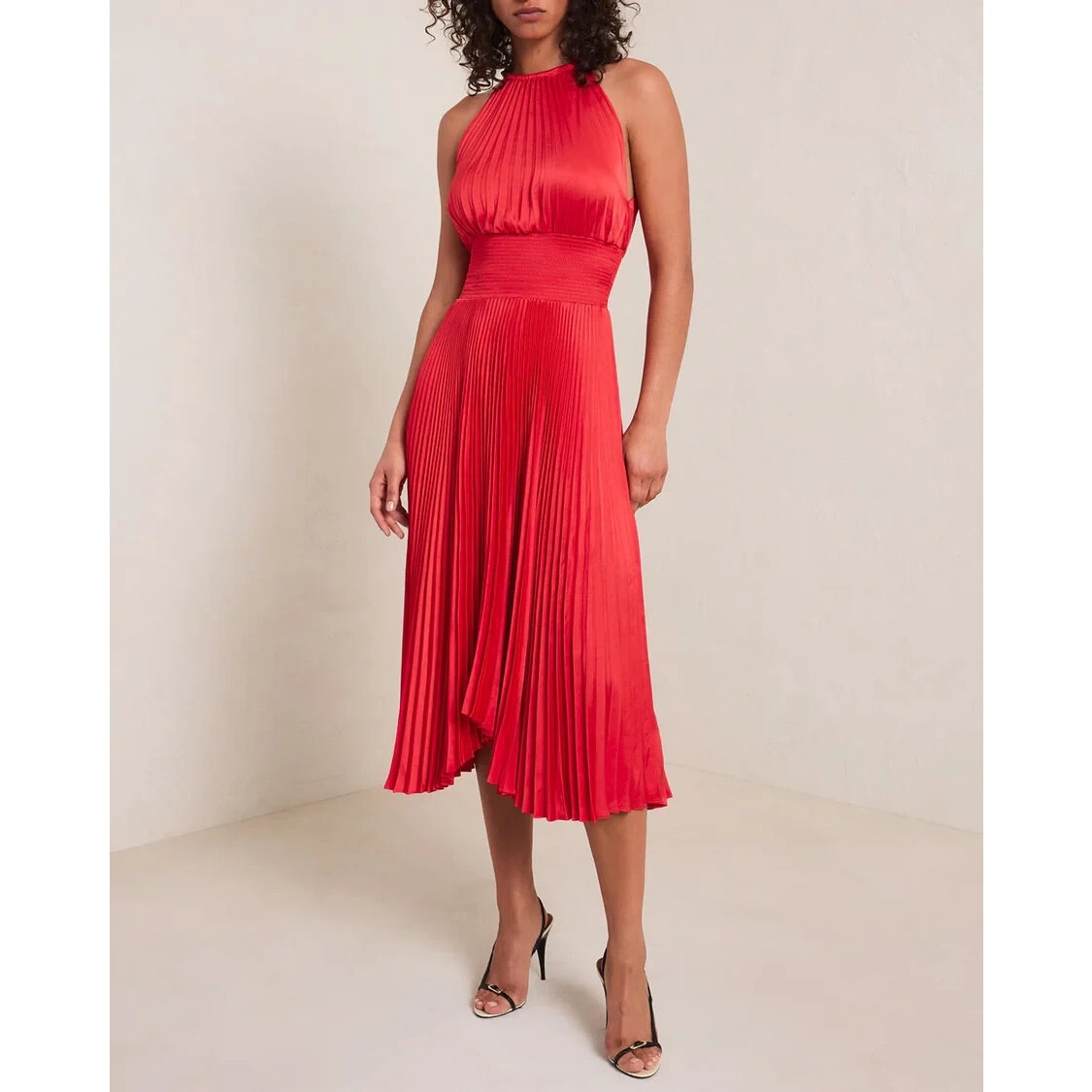 NEW NWT A.L.C. Renzo Midi Pleated Dress in Real Red Size 6