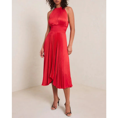 NEW NWT A.L.C. Renzo Midi Pleated Dress in Real Red Size 6