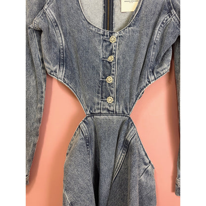 Amanda Uprichard Alabama Denim Mini Dress in Caspian Size Small
