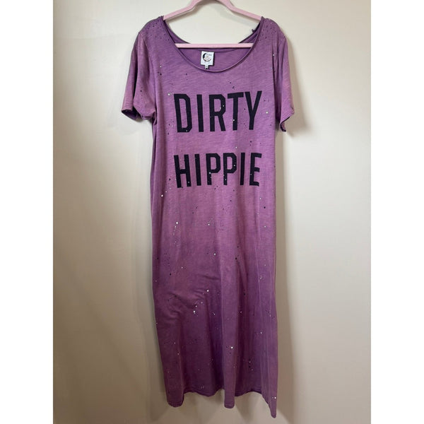 Jaded Gypsy Dirty Hippie Graphic Maxi Dress Purple Boho Paint Splatter S/M
