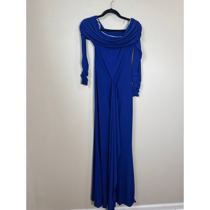 Show Me Your Mumu Royal Blue Off The Shoulder Sleeve Maxi Gown with Train Detail