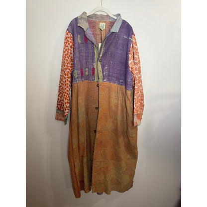 Jaded Gypsy Kantha Boho Patchwork Long Duster Coat Jacket One Size