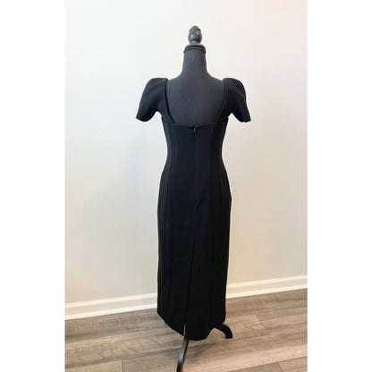 ALC Elvie Midi Dress in Black Size 6 Short Sleeve Square Neck Lined Gothic