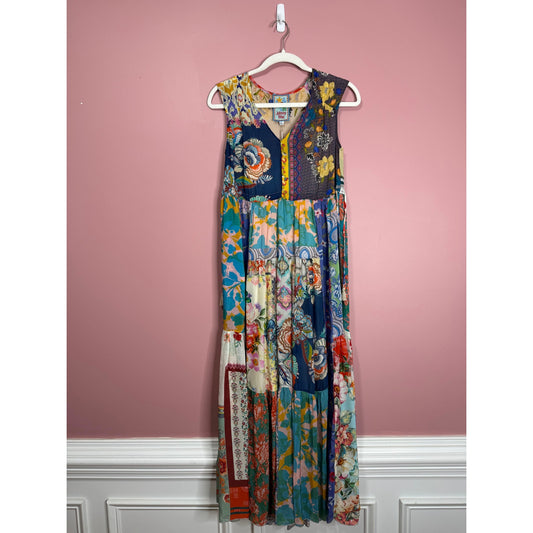 Johnny Was Cherika Natania Patchwork Dress in Multi Size XXS Floral Sleeveless