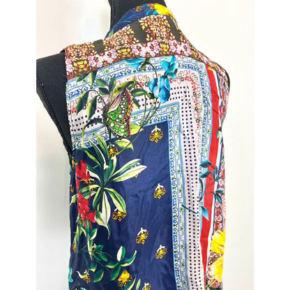 Johnny‎ Was Mini Dress Size XS Floral Butterfly Button Front Silk Boho Summer