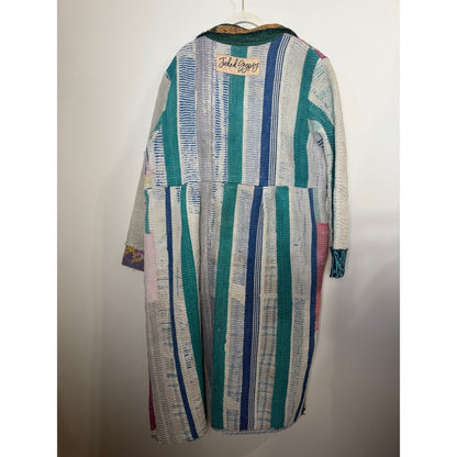 Jaded Gypsy Patchwork Quilted Duster Coat Long Sleeve Boho Festival