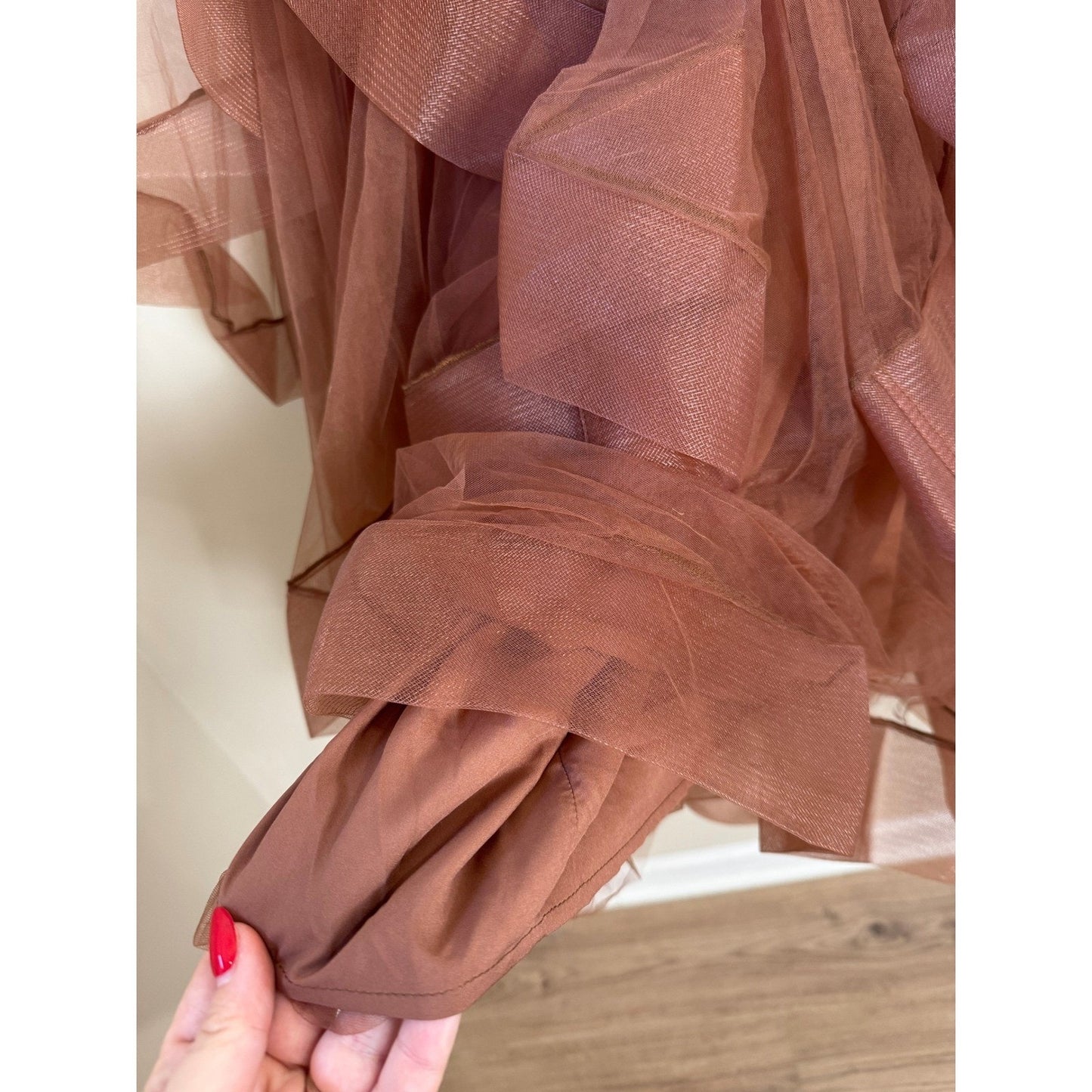 Jaded Gypsy Brown Tulle Ruffled Midi Skirt Boho Festival Fairycore