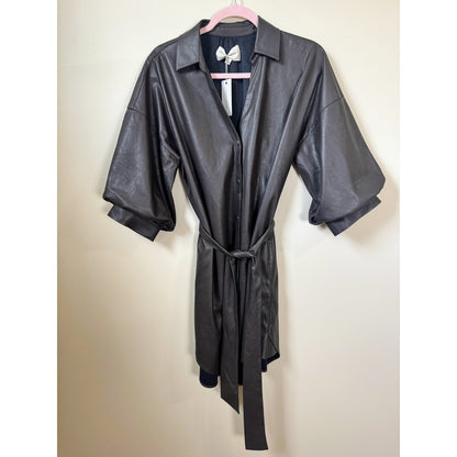 NEW NWT Brochu Walker Kate Vegan leather Belted Mini Dress Small