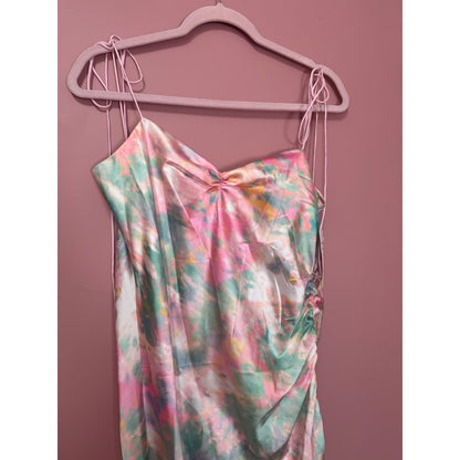 NEW NWT For Love & Lemons Call Me Multi Satin Slip Midi Dress Size Small