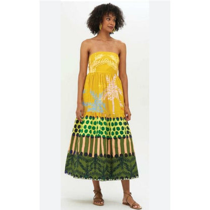 Oliphant Strapless Printed Midi Dress Size Medium