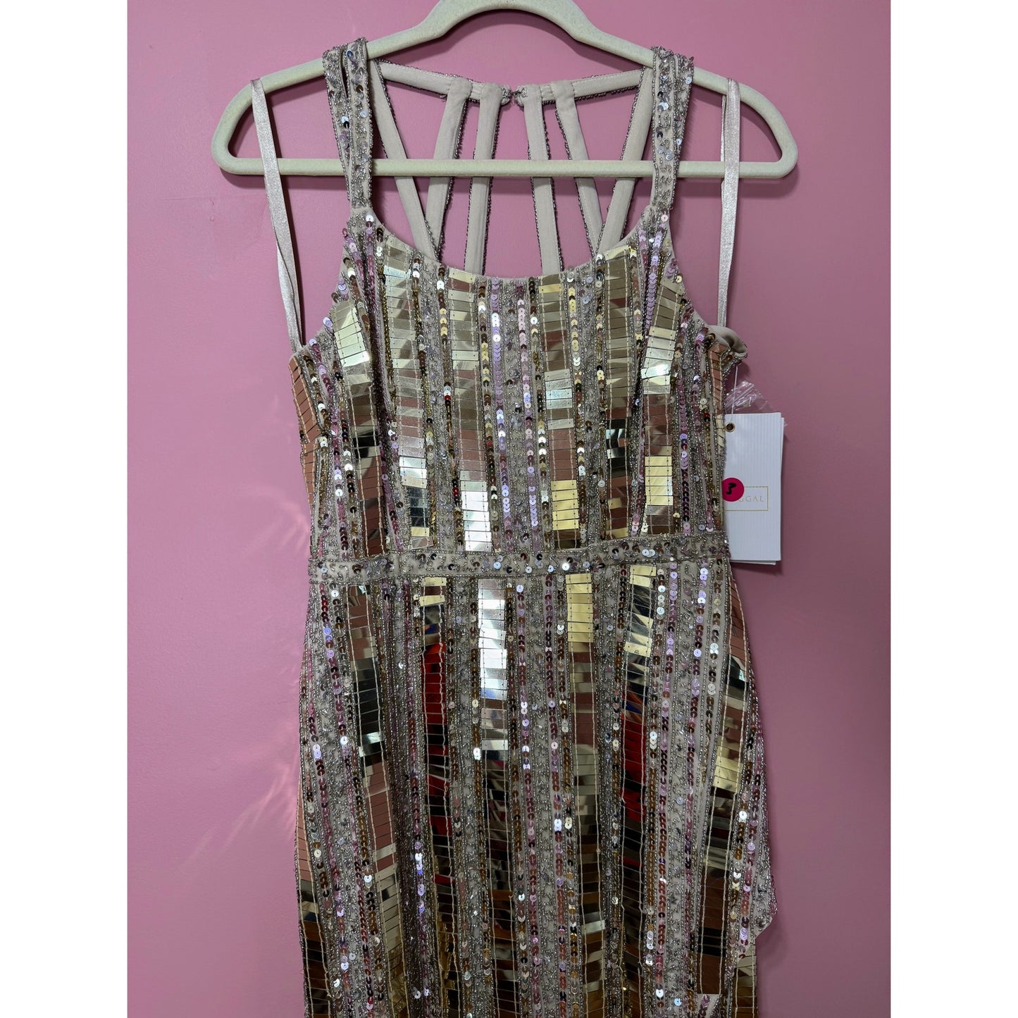 Mac Duggal Beaded Embellished Mirror Gown Size 6 STYLE 38391