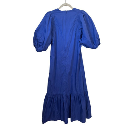 Anna Cate Royal Blue V-Neck Puff Sleeve Tiered Midi Dress XS
