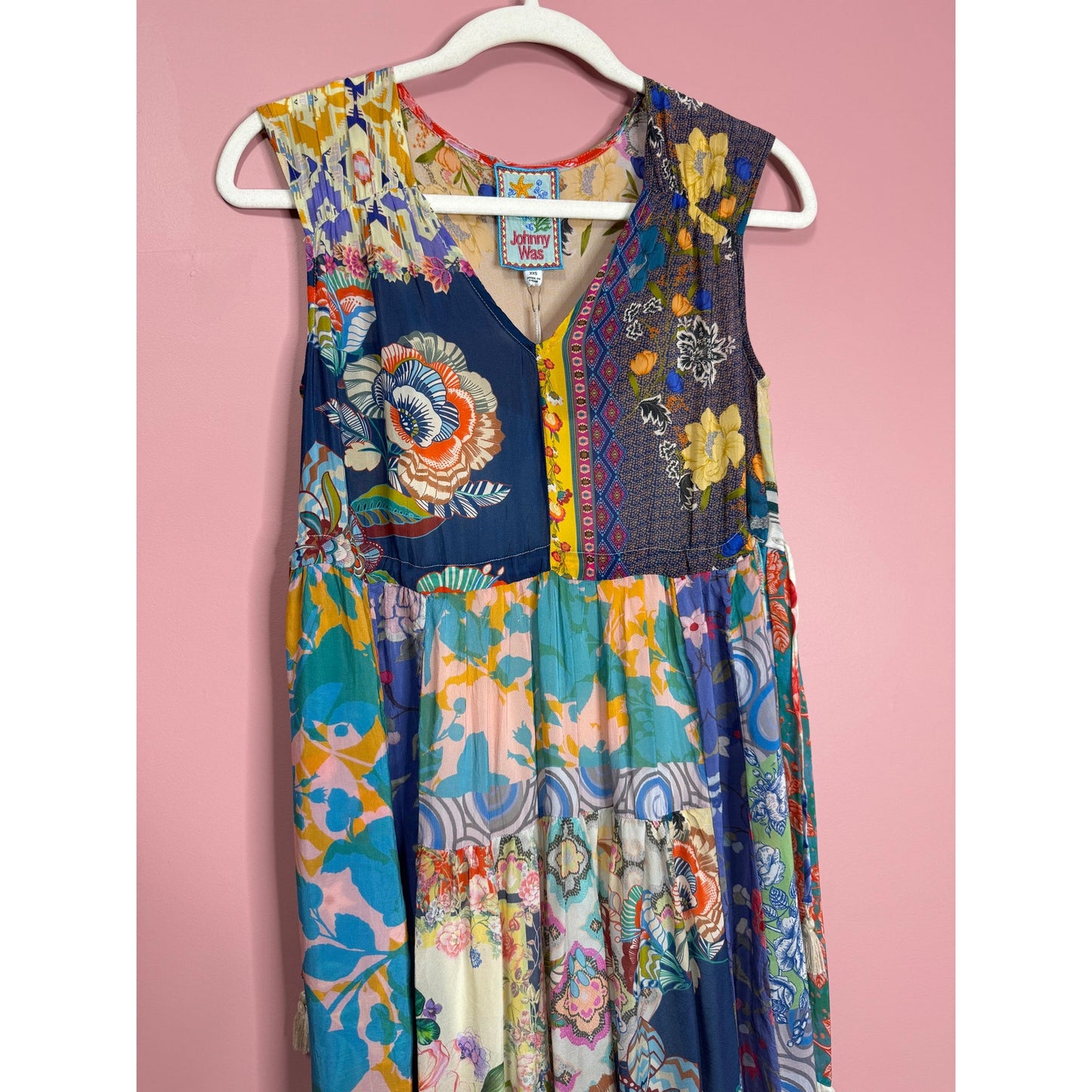Johnny Was Cherika Natania Patchwork Dress in Multi Size XXS Floral Sleeveless