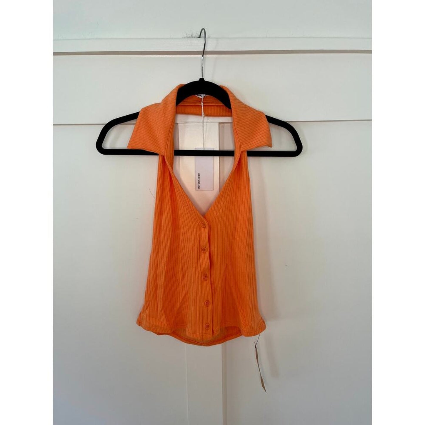 NEW NWT Reformation Bryleigh‎ Knit Halter Top Tangerine Size Large
