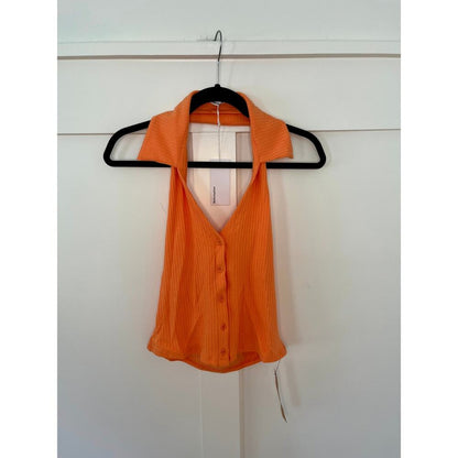 NEW NWT Reformation Bryleigh‎ Knit Halter Top Tangerine Size Large