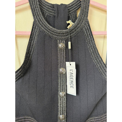 NEW NWT L'agence Anissa Button Dress Black Size XS