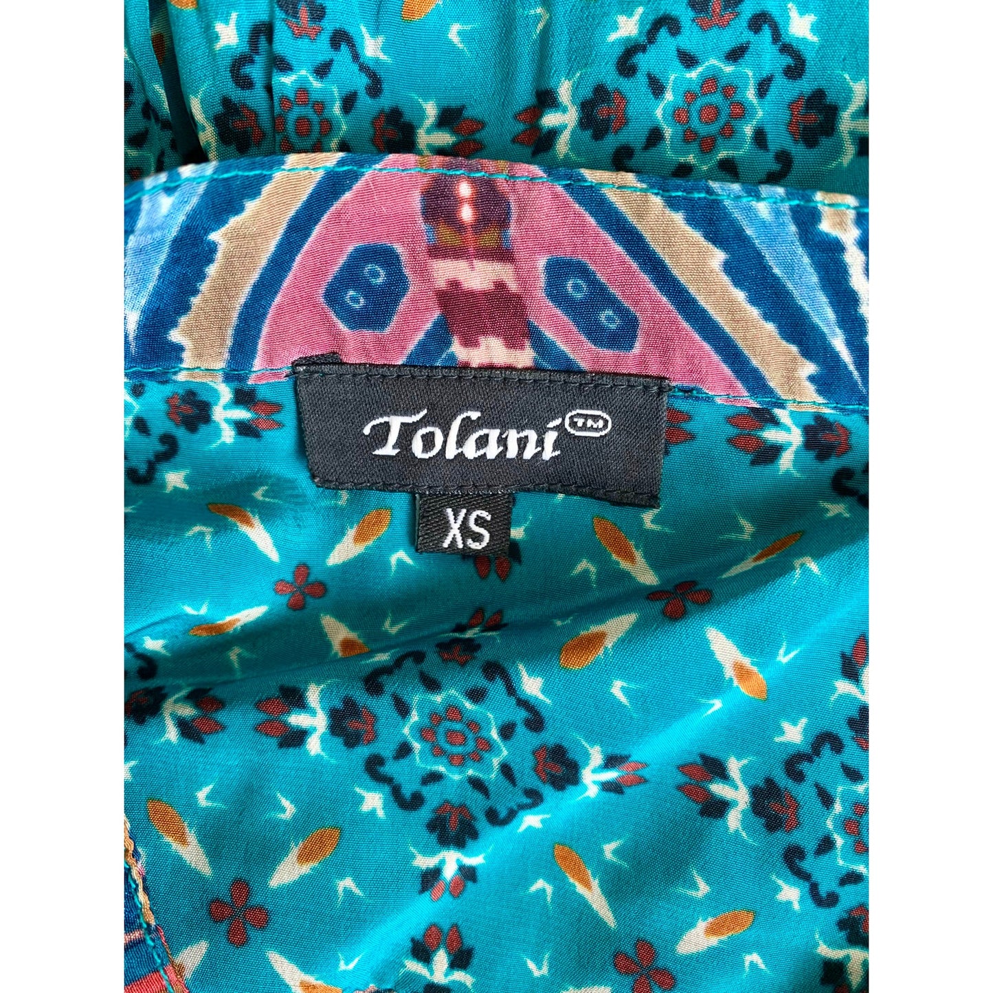 Tolani Button Down Mini Dress Colorful Geometric Size XS Long Sleeve Round Neck