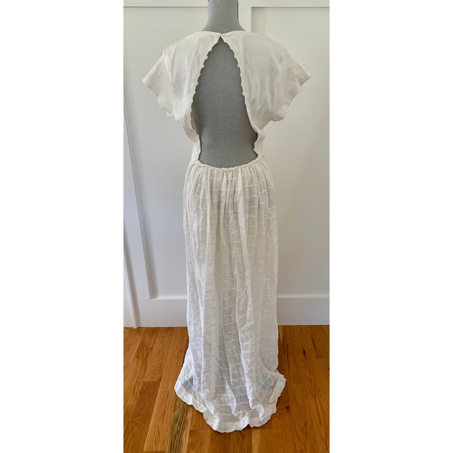 Free People Serenity Maxi Dress Marshmallow Size XL Floral Embroidered Backless